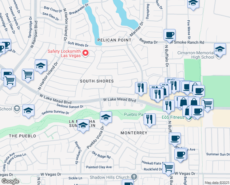 map of restaurants, bars, coffee shops, grocery stores, and more near 2009 Clover Path Street in Las Vegas