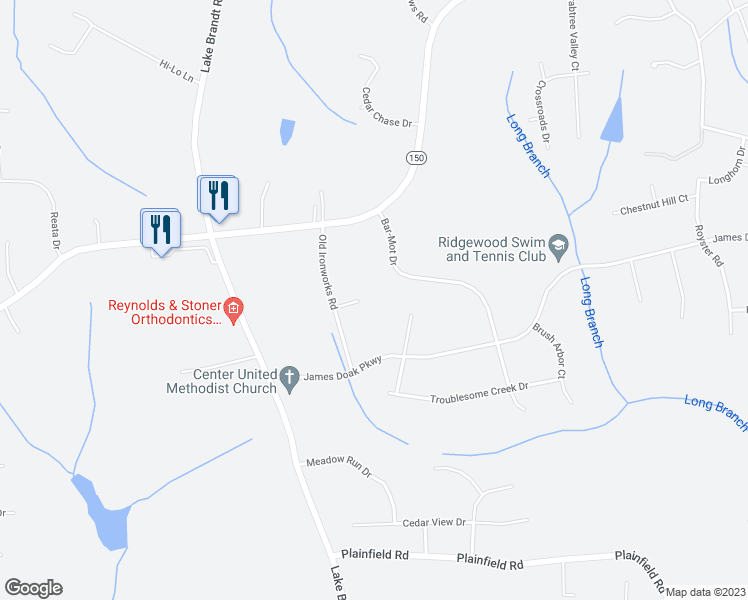 map of restaurants, bars, coffee shops, grocery stores, and more near 913 Old Ironworks Court in Greensboro