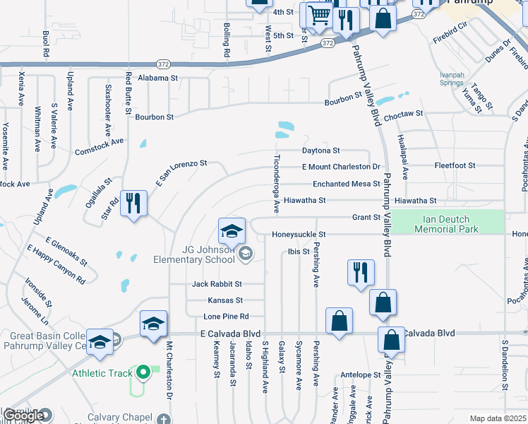 map of restaurants, bars, coffee shops, grocery stores, and more near 970 Grant Street in Pahrump