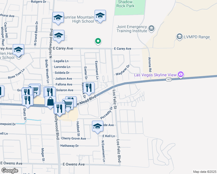 map of restaurants, bars, coffee shops, grocery stores, and more near 7083 Burcot Avenue in Las Vegas