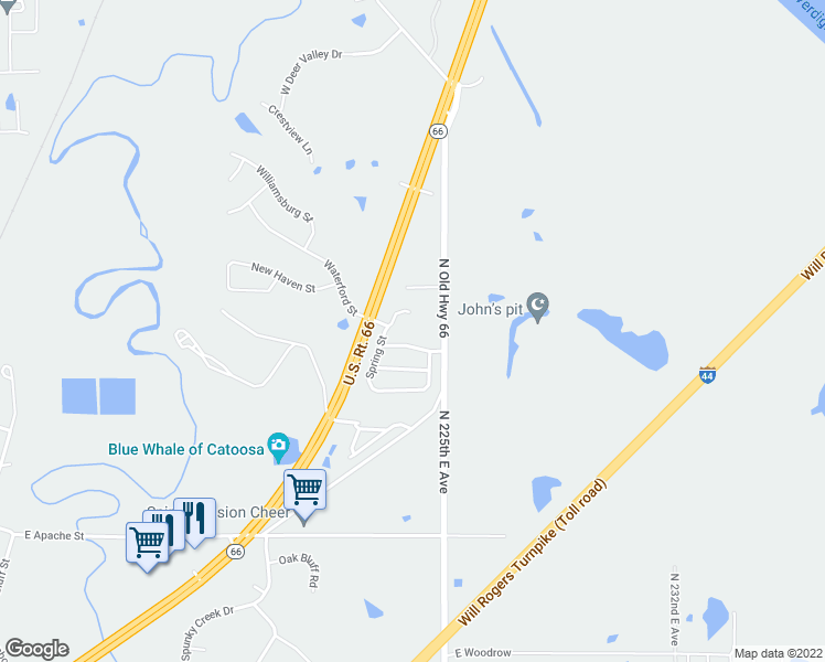 map of restaurants, bars, coffee shops, grocery stores, and more near 955 Hamilton Falls in Catoosa