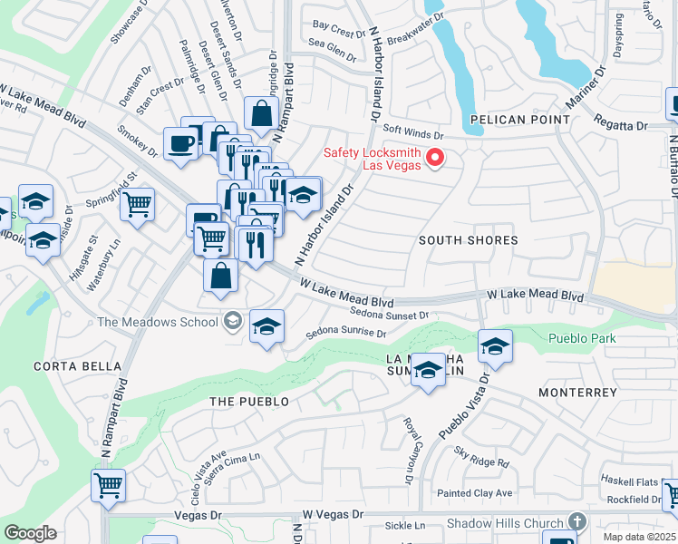 map of restaurants, bars, coffee shops, grocery stores, and more near 8328 Brittany Harbor Drive in Las Vegas