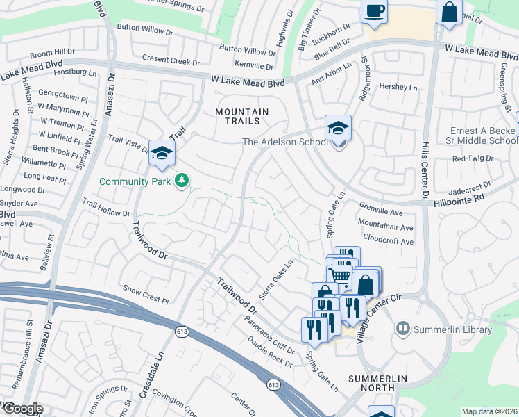 map of restaurants, bars, coffee shops, grocery stores, and more near 2032 Winter Wind Street in Las Vegas