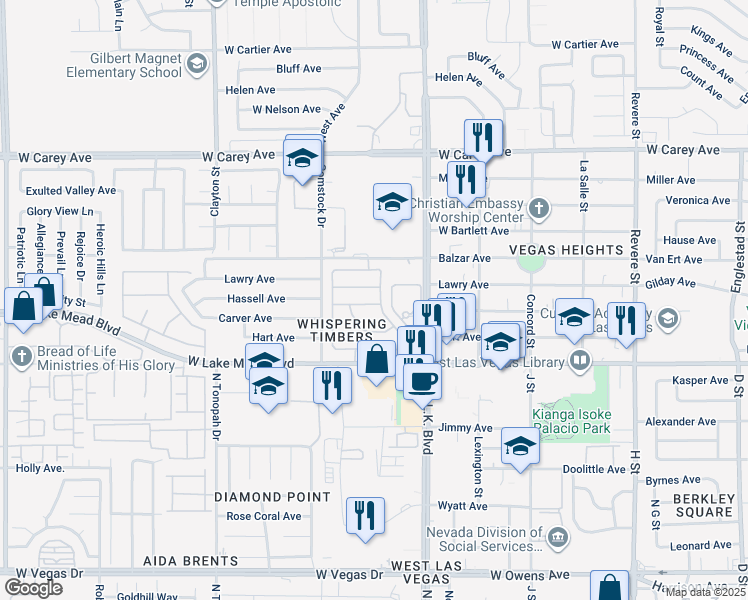 map of restaurants, bars, coffee shops, grocery stores, and more near 1636 Morse Arberry Avenue in Las Vegas