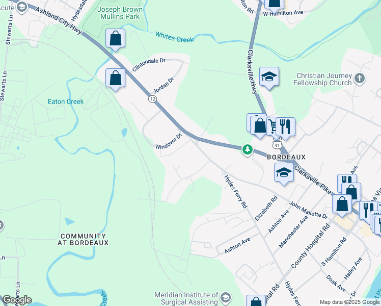 map of restaurants, bars, coffee shops, grocery stores, and more near 3833 Hydes Ferry Rd in Nashville