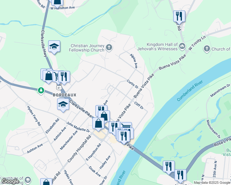map of restaurants, bars, coffee shops, grocery stores, and more near 2146 Summitt Avenue in Nashville