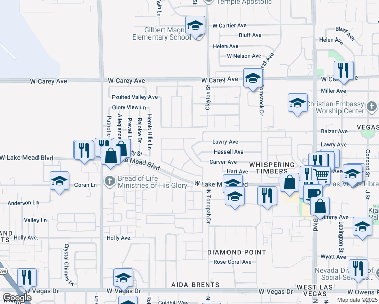 map of restaurants, bars, coffee shops, grocery stores, and more near 2116 Hazel Croft Way in North Las Vegas