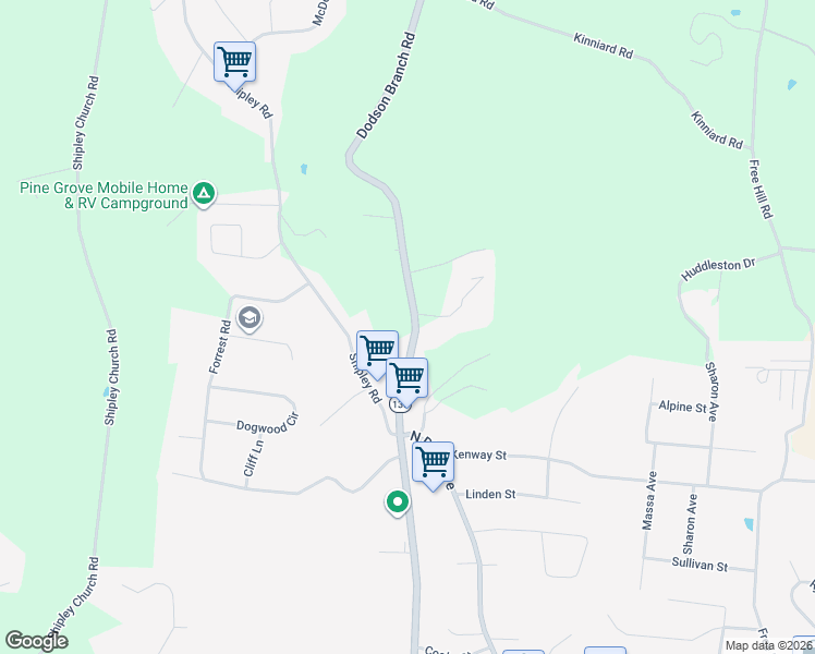 map of restaurants, bars, coffee shops, grocery stores, and more near 2416 Dodson Branch Road in Cookeville