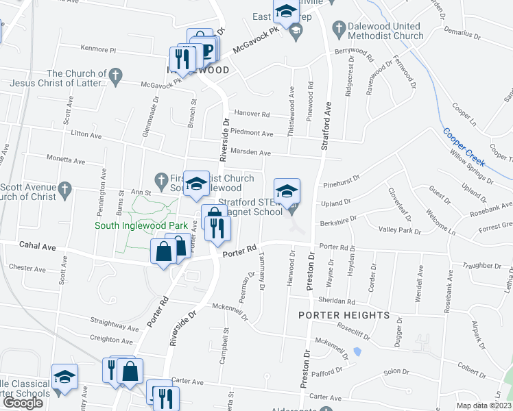 map of restaurants, bars, coffee shops, grocery stores, and more near 1812 Tammany Drive in Nashville