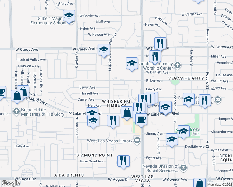 map of restaurants, bars, coffee shops, grocery stores, and more near 1712 Morse Arberry Avenue in Las Vegas
