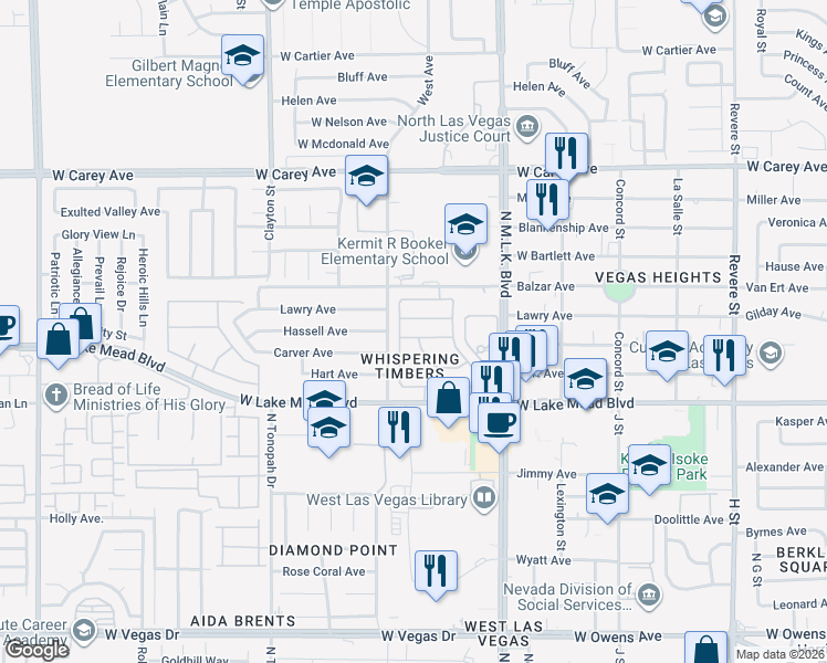 map of restaurants, bars, coffee shops, grocery stores, and more near 1700 Morse Arberry Avenue in Las Vegas