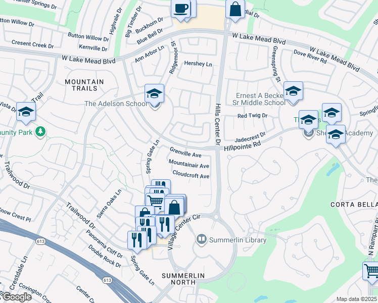 map of restaurants, bars, coffee shops, grocery stores, and more near 9440 Grenville Avenue in Las Vegas