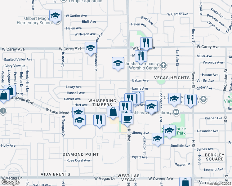 map of restaurants, bars, coffee shops, grocery stores, and more near 2104 Fred Brown Dr in Las Vegas