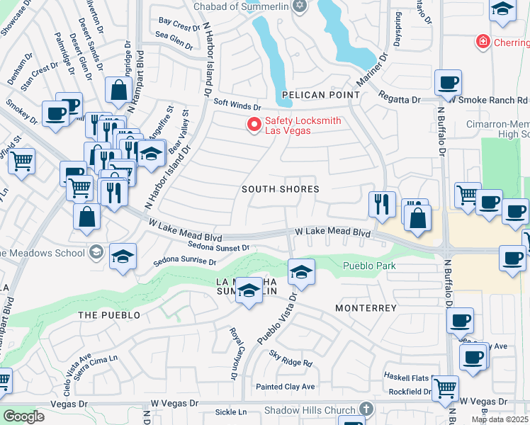 map of restaurants, bars, coffee shops, grocery stores, and more near 2020 North Cedar Hills Street in Las Vegas