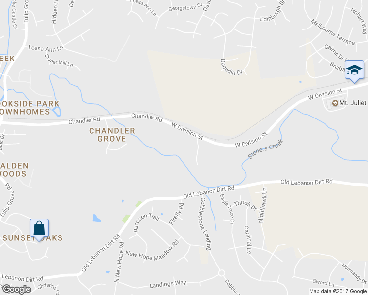 map of restaurants, bars, coffee shops, grocery stores, and more near 3385 West Division Street in Mt. Juliet