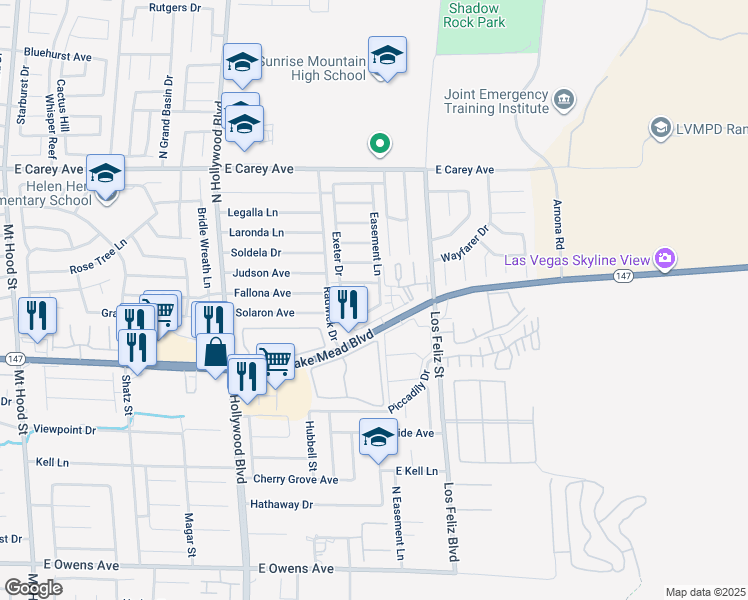 map of restaurants, bars, coffee shops, grocery stores, and more near 6987 Mendon Lane in Las Vegas