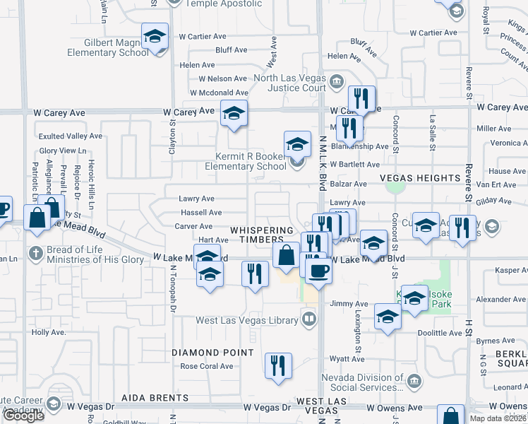 map of restaurants, bars, coffee shops, grocery stores, and more near 1700 Morse Arberry Avenue in Las Vegas