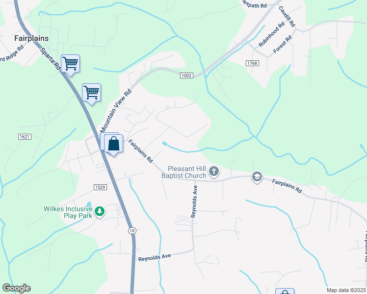 map of restaurants, bars, coffee shops, grocery stores, and more near 390 Hilltop Acres Street in North Wilkesboro