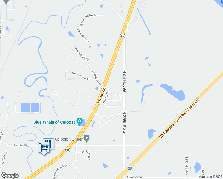 map of restaurants, bars, coffee shops, grocery stores, and more near 3209 Spring Street in Catoosa
