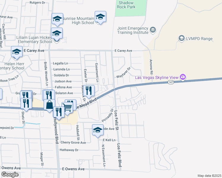 map of restaurants, bars, coffee shops, grocery stores, and more near 7089 Burcot Avenue in Las Vegas
