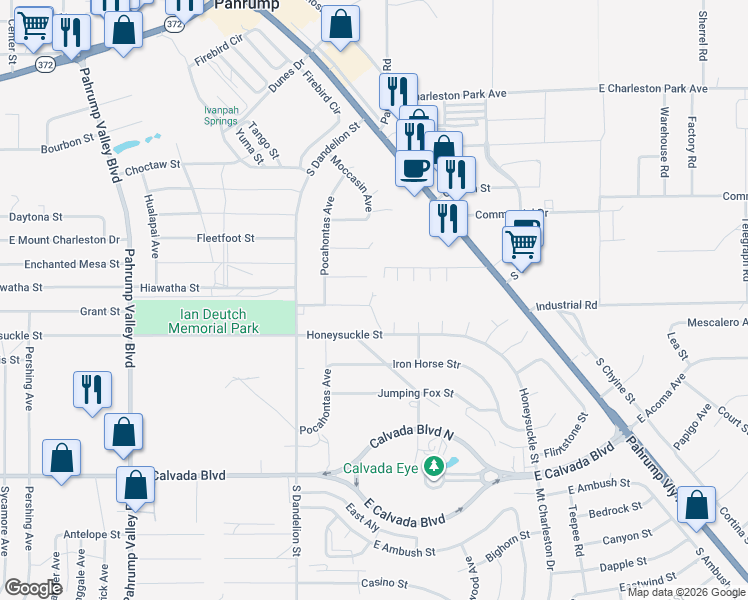 map of restaurants, bars, coffee shops, grocery stores, and more near 1960 Haiwee Street in Pahrump