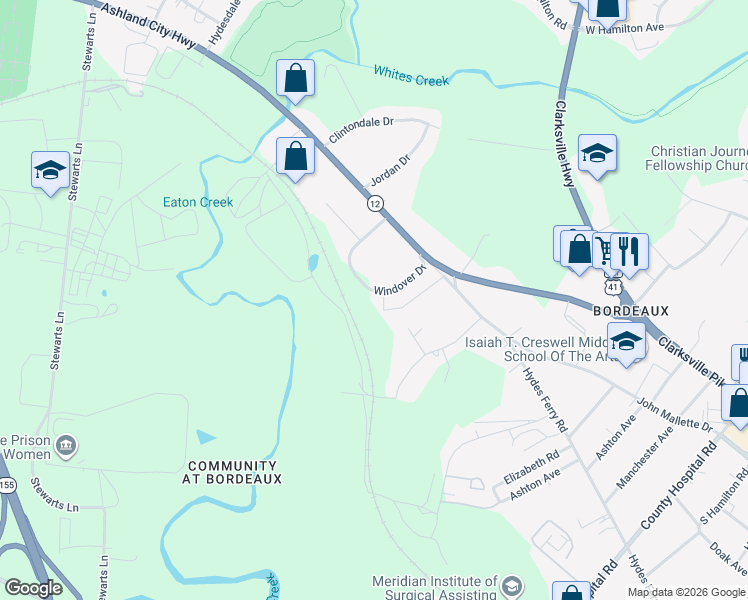 map of restaurants, bars, coffee shops, grocery stores, and more near 1708 Windover Drive in Nashville