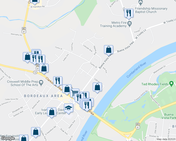 map of restaurants, bars, coffee shops, grocery stores, and more near 2203 Goodrich Avenue in Nashville