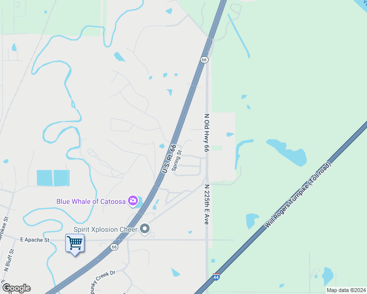 map of restaurants, bars, coffee shops, grocery stores, and more near 3209 Spring Street in Catoosa