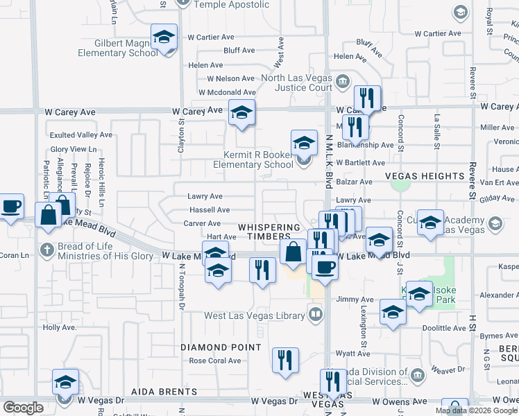 map of restaurants, bars, coffee shops, grocery stores, and more near 2109 Jesse Scott Street in Las Vegas