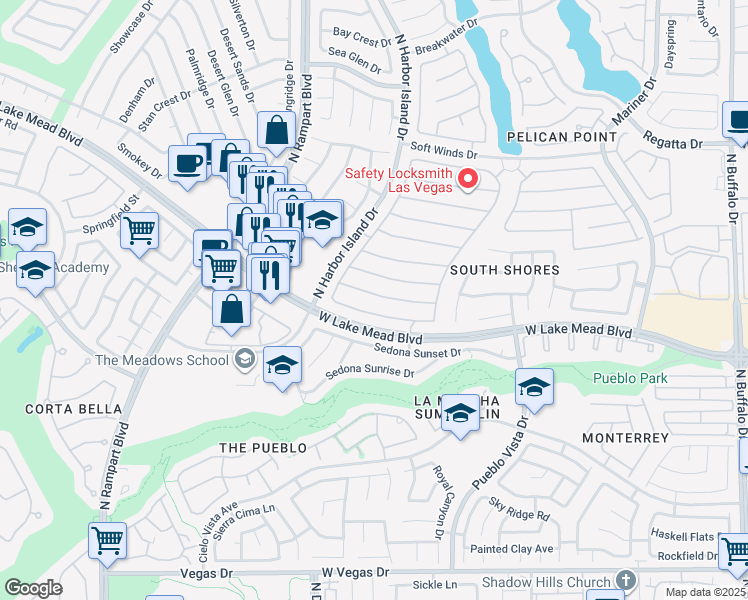 map of restaurants, bars, coffee shops, grocery stores, and more near 8321 Emerald Isle Avenue in Las Vegas