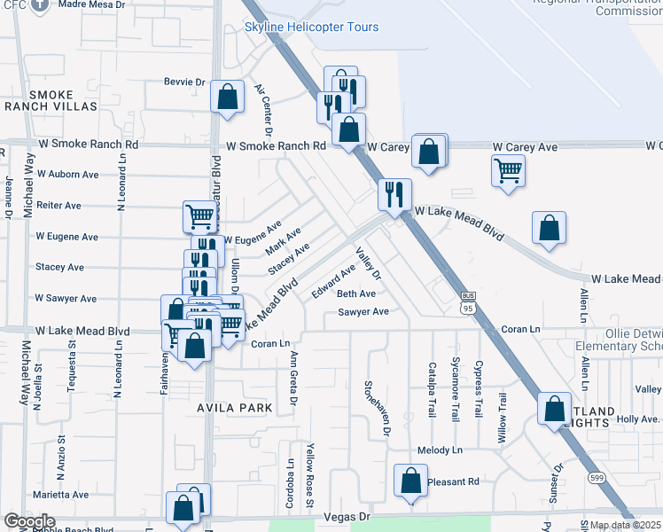 map of restaurants, bars, coffee shops, grocery stores, and more near 4325 West Lake Mead Boulevard in Las Vegas