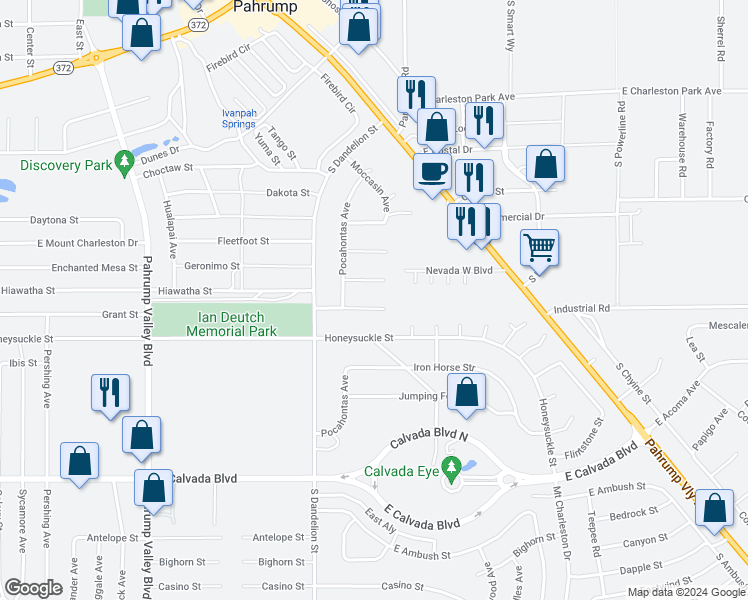 map of restaurants, bars, coffee shops, grocery stores, and more near 1920 Haiwee Street in Pahrump