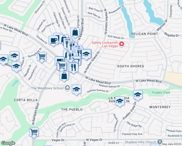 map of restaurants, bars, coffee shops, grocery stores, and more near 8348 Brittany Harbor Drive in Las Vegas