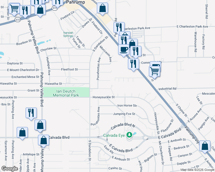 map of restaurants, bars, coffee shops, grocery stores, and more near 1920 Haiwee Street in Pahrump