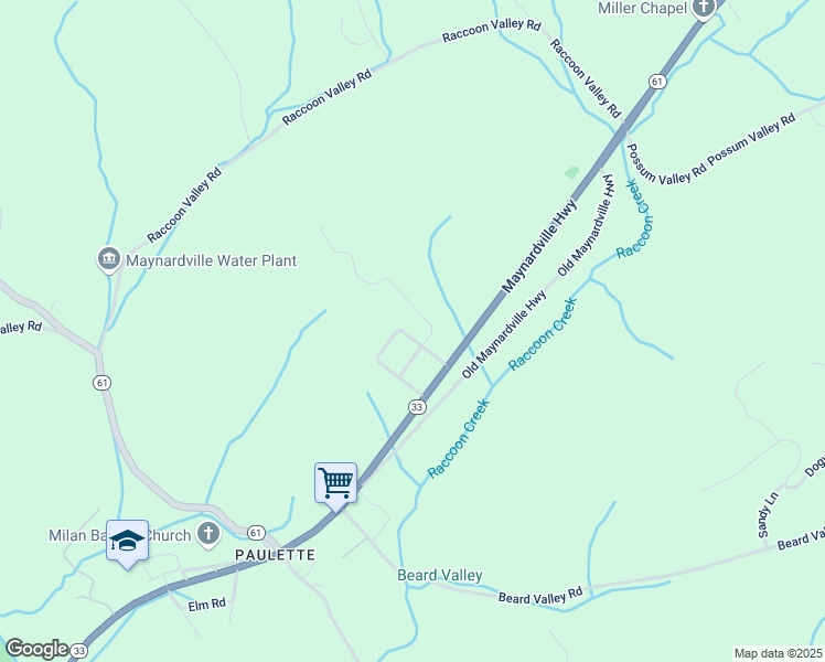map of restaurants, bars, coffee shops, grocery stores, and more near 210 Williams Road in Maynardville