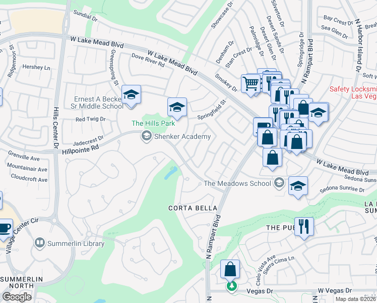 map of restaurants, bars, coffee shops, grocery stores, and more near 8928 Windsor Locks Avenue in Las Vegas