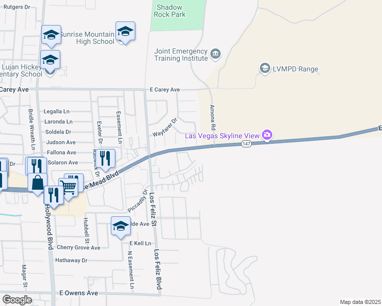 map of restaurants, bars, coffee shops, grocery stores, and more near 2110 Los Feliz Street in Las Vegas
