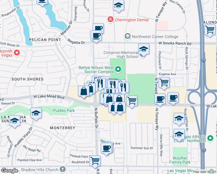map of restaurants, bars, coffee shops, grocery stores, and more near 2100 Black Island Street in Las Vegas