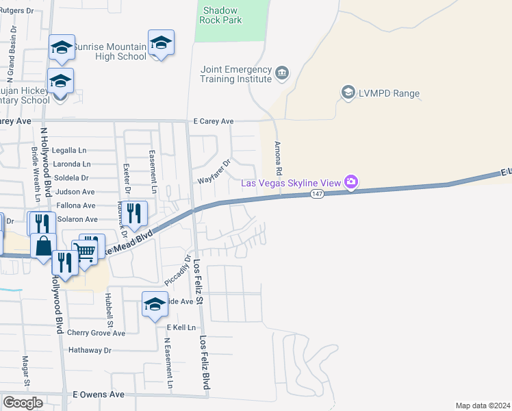 map of restaurants, bars, coffee shops, grocery stores, and more near 2110 Los Feliz Street in Las Vegas