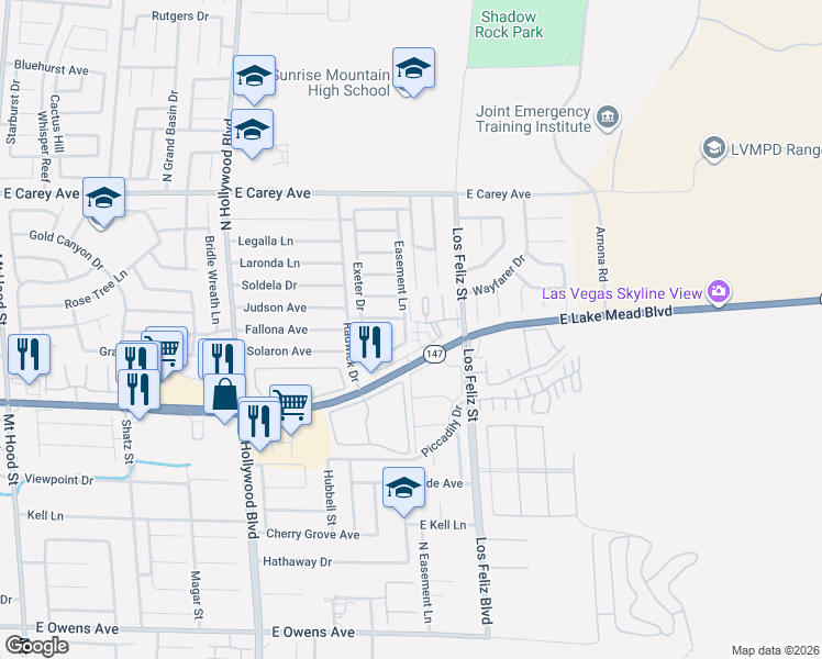 map of restaurants, bars, coffee shops, grocery stores, and more near 6987 Mendon Lane in Las Vegas