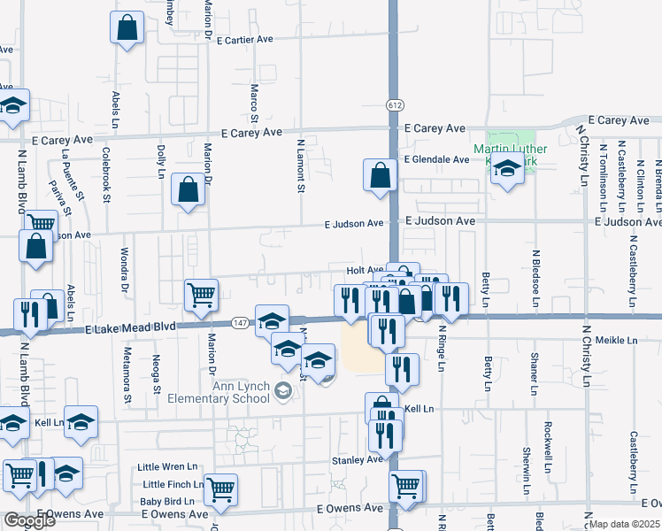 map of restaurants, bars, coffee shops, grocery stores, and more near 4994 Holt Avenue in Las Vegas