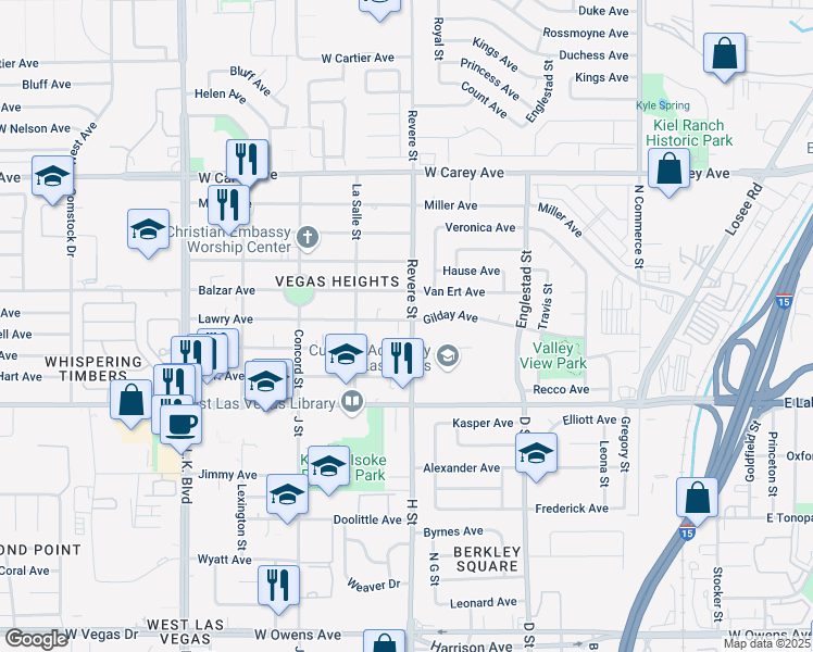 map of restaurants, bars, coffee shops, grocery stores, and more near 807 Lawry Avenue in Las Vegas
