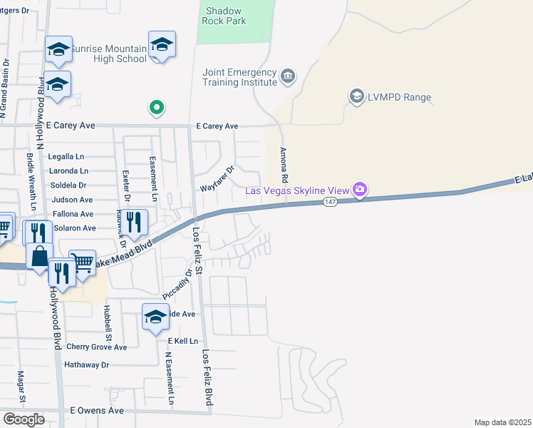 map of restaurants, bars, coffee shops, grocery stores, and more near 2110 Los Feliz Street in Las Vegas