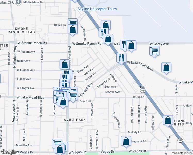 map of restaurants, bars, coffee shops, grocery stores, and more near 4408 West Lake Mead Boulevard in Las Vegas