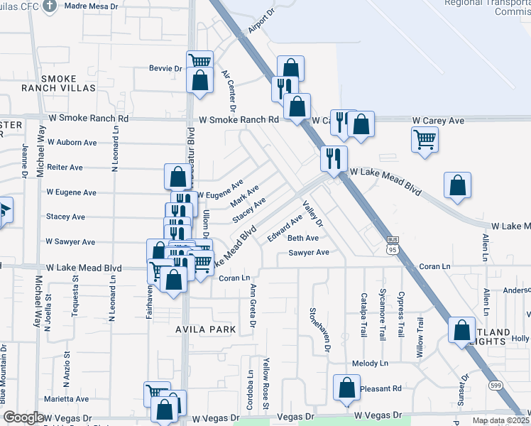 map of restaurants, bars, coffee shops, grocery stores, and more near 4408 West Lake Mead Boulevard in Las Vegas