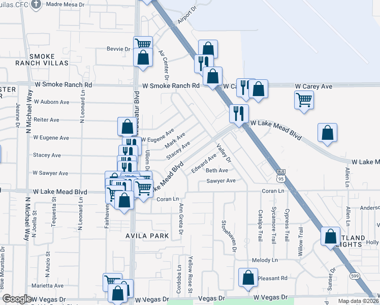 map of restaurants, bars, coffee shops, grocery stores, and more near 4408 West Lake Mead Boulevard in Las Vegas