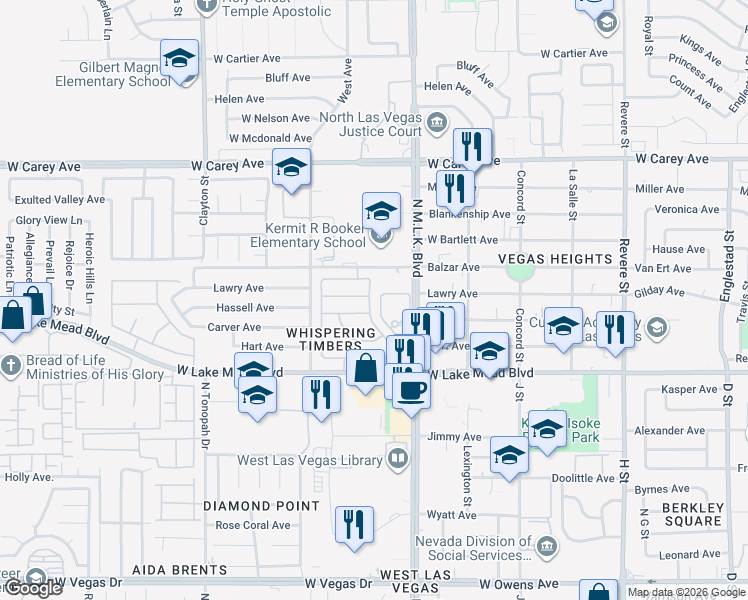 map of restaurants, bars, coffee shops, grocery stores, and more near 2104 Fred Brown Drive in Las Vegas