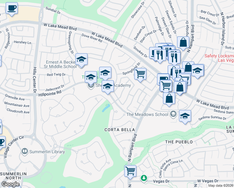 map of restaurants, bars, coffee shops, grocery stores, and more near 8928 Windsor Locks Avenue in Las Vegas