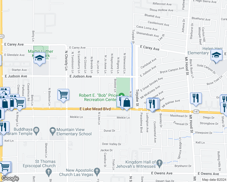 map of restaurants, bars, coffee shops, grocery stores, and more near 2118 Casa Ladera Street in Las Vegas