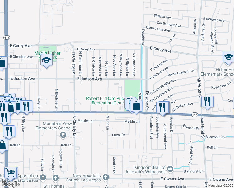 map of restaurants, bars, coffee shops, grocery stores, and more near 2119 Tierra Del Verde Street in Las Vegas